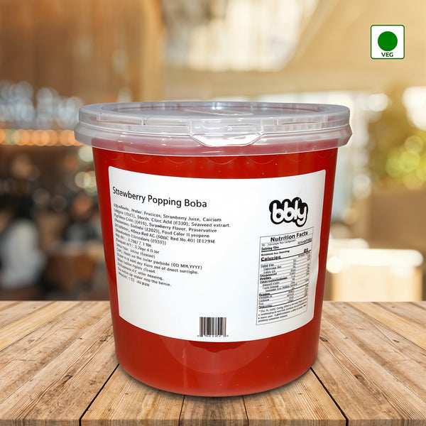 BBLY Strawberry Popping Boba, 7 lbs x 1btl